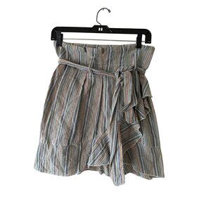 Lakhays Womens Striped Ruffled Wrap Skirt With Tie Belt